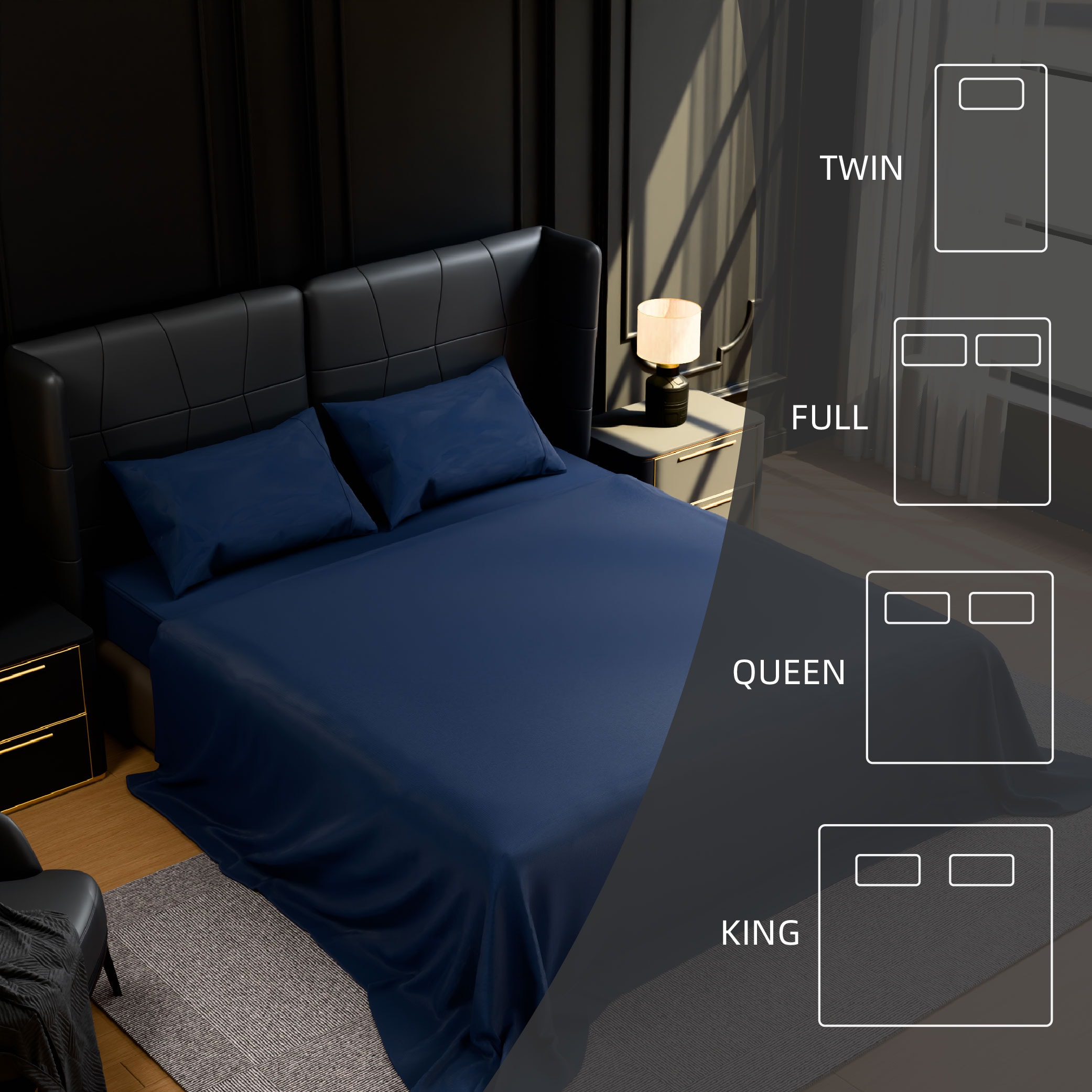 Bedding Full Bed Sheets Set - 4 Piece Bedding - Brushed Microfiber - Shrinkage And Fade Resistant - Easy Care (Full, Navy Blue)_voghion.com